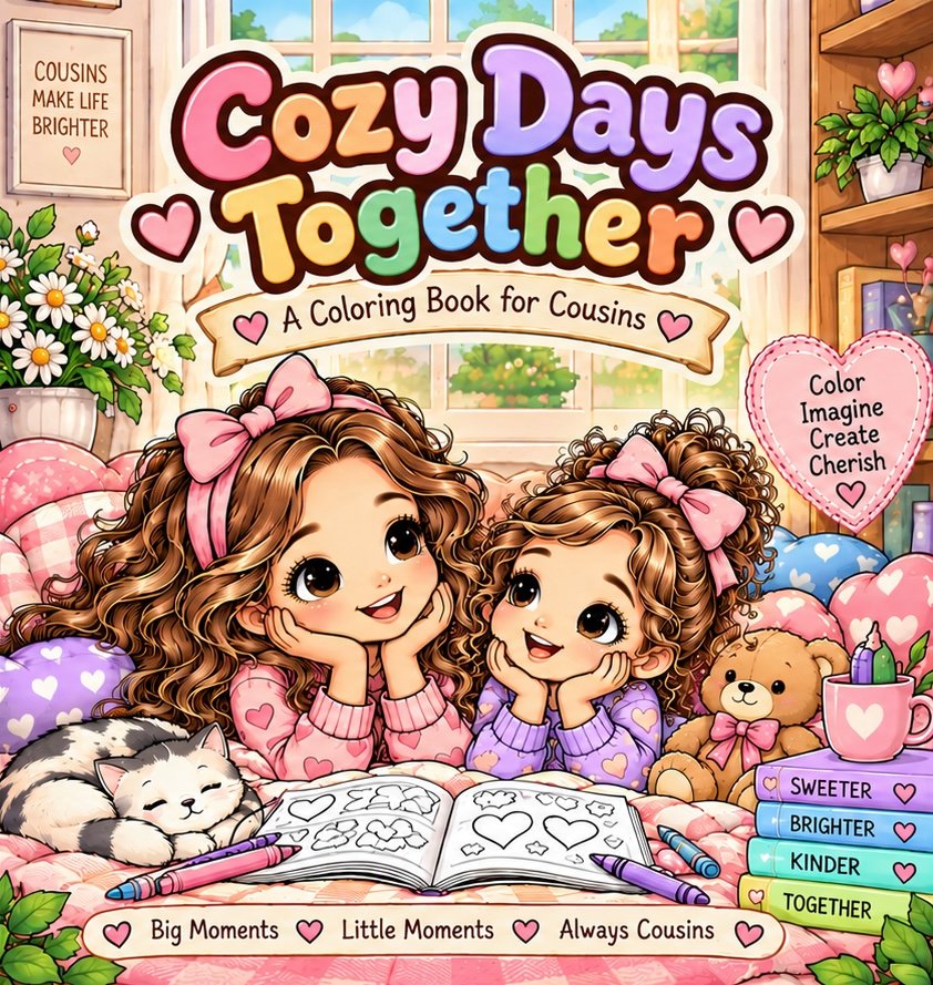 Cozy Days Together: A Cute and Comfy Coloring Book for Cousins Who Are Best Friends Like Sisters