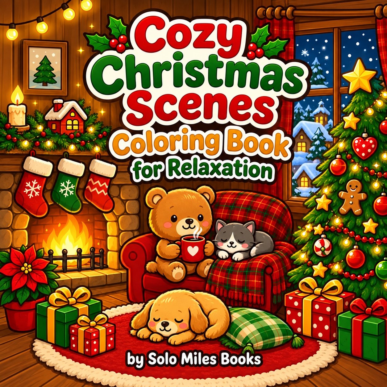 Cozy Christmas Scenes Coloring Book for Relaxation: Festive Winter Illustrations for Adults and Kids to Color and Unwind