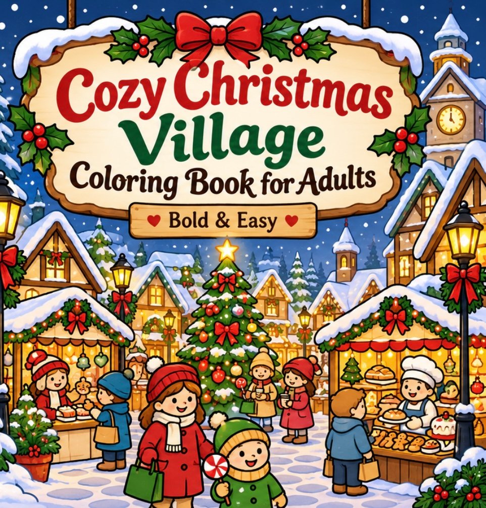 Cozy Christmas Village Coloring Book for Adults: Intricate Winter Illustrations to Relax, Unwind & Spark Creativity During the Holiday Season