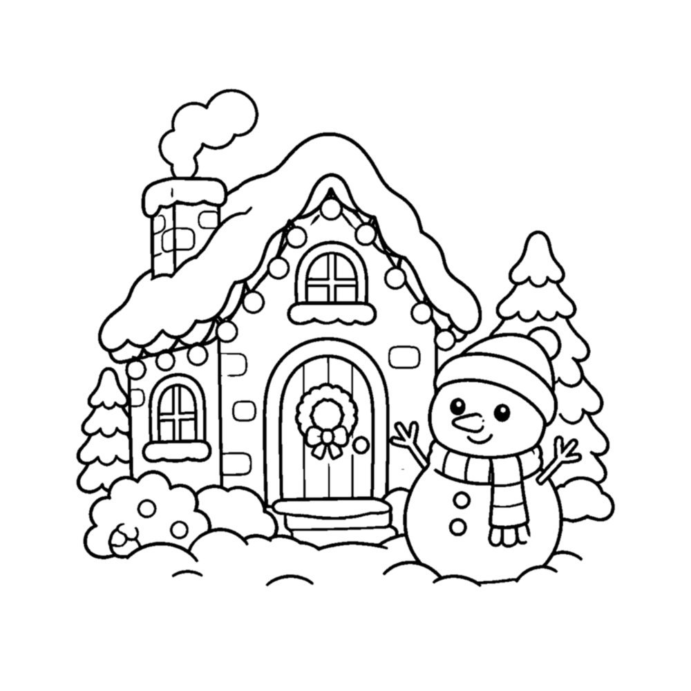 Cozy Christmas Village Coloring Book for Adults interior sample 1